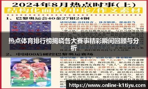 热点体育排行榜揭晓各大赛事精彩瞬间回顾与分析